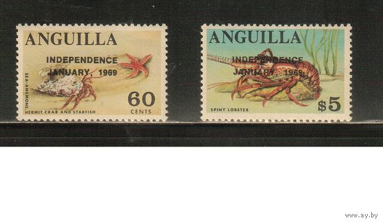 Ангилья-1969(Мих.64,67) , **    , Морская фауна, Раки, Надп.