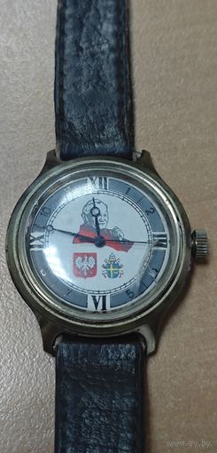 Часы Восток 2409А Папа Римский Иоанн Павел II, механические. На ходу. Не частые