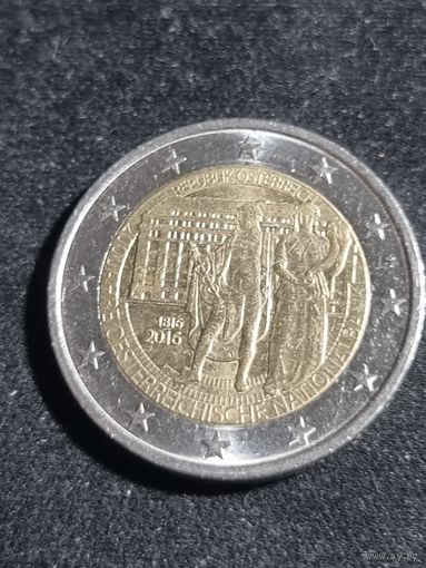Австрия 2 евро 2016 200 лет Национальному банку
