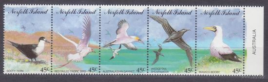 1994 Остров Норфолк 569-573strip птицы 7,00 евро