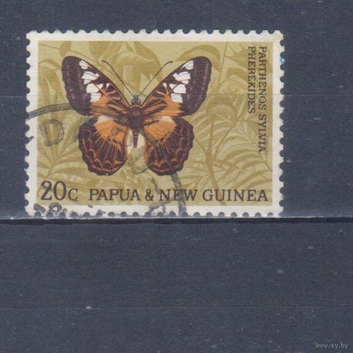 [50] Папуа Новая Гвинея 1966. Фауна.Бабочка.20 с. Гашеная марка.