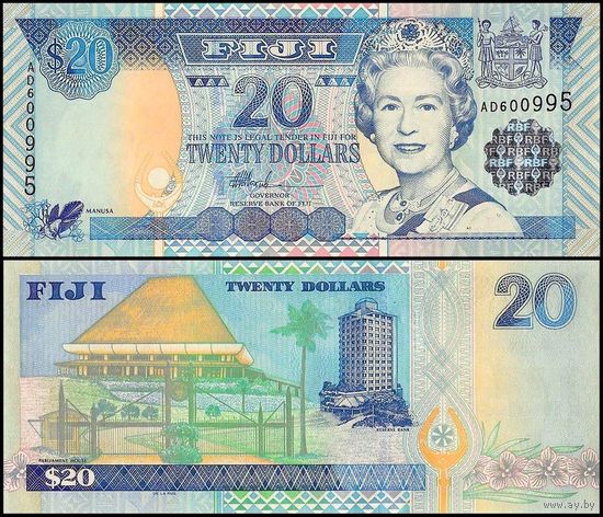 Фиджи 20 долларов образца 2002 года UNC p107 серия AR