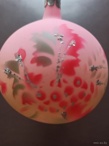 Старая ёлочная игрушка "ШАР", стекло, подвес.