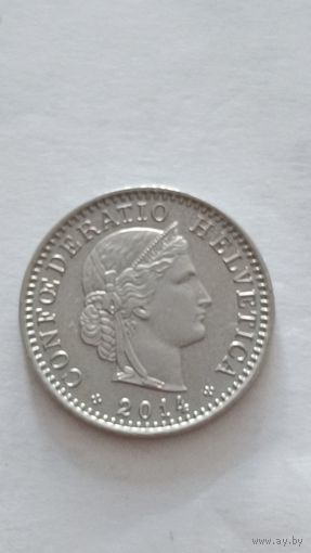 Швейцария. 20 раппен 2014 года.
