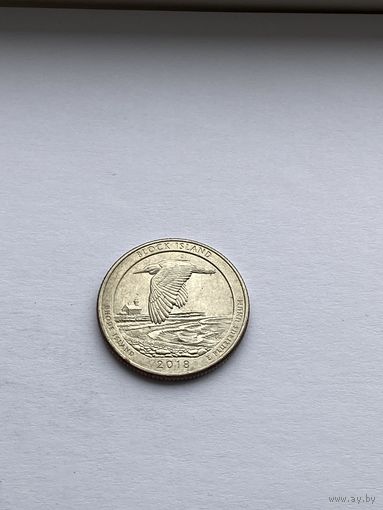 25 центов 2018 г., Национальное убежище дикой природы острова Блок, штат Род-Айленд, США