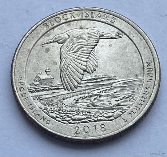 25 центов 2018 г., Национальное убежище дикой природы острова Блок, штат Род-Айленд, США