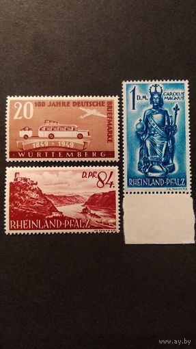 Германия.Рейнальд-Пфальц \552фе\ 1948\Вюртемберг 1949 Французская зона оккупации.
