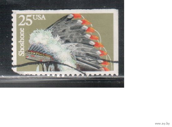 США-1990, (Мих.2102),   гаш. ,Индейцы, Головные уборы  , (2)