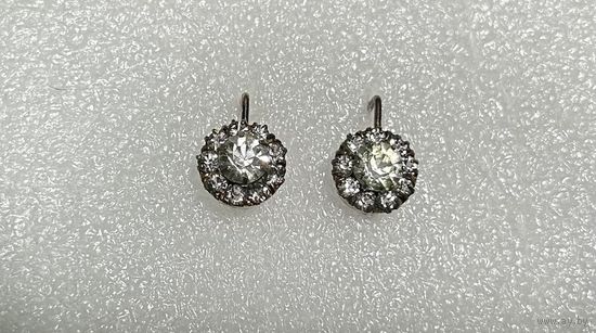 Серьги Малинки серебро СССР 875 звезда