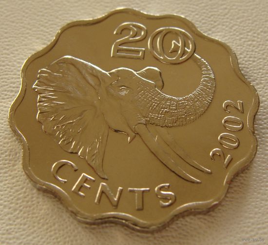 Свазиленд "Эсватини" 20 центов 2002 год  KM#50.2  "Мешковой - Unc"