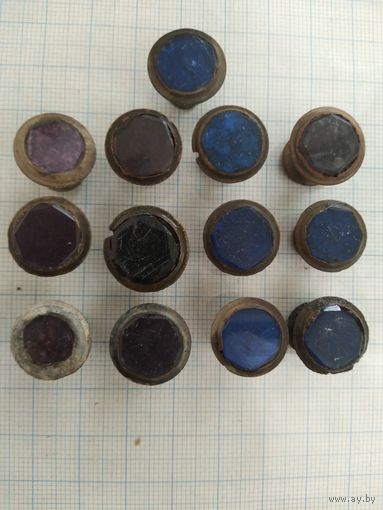 Запонки старинные. Синии и фиолетовые.