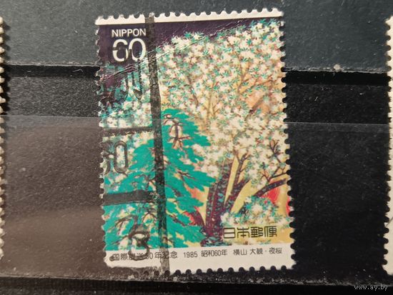Япония, 1985. Живопись. Цветущая сакура