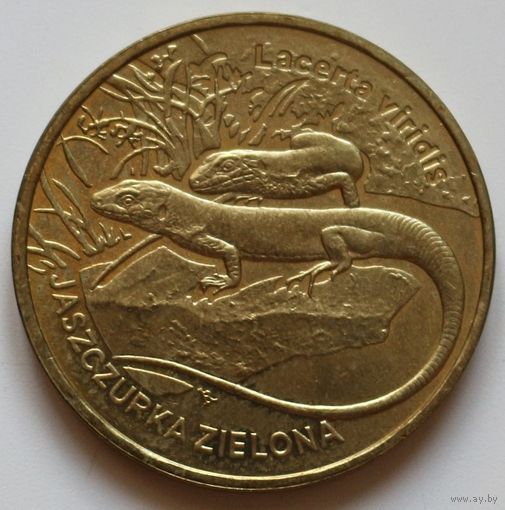 Польша 2 злотых 2009 год "Зелёная ящерица"