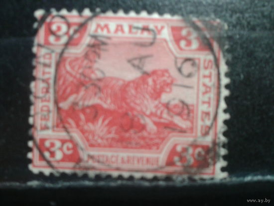 Малазийская конфедерация, колония Англии, 1917. Стандарт, тигр 3с