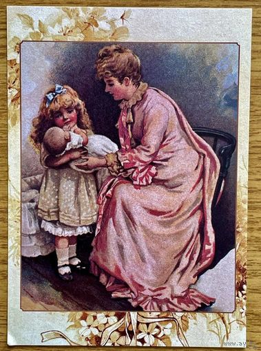 Репринт.Открытка для посткроссинга 10,5 х 14,8 см "Далёкое детство"издателя начала 20 века Эрнеста Нистера