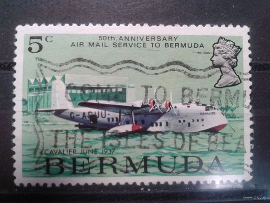 Бермуды, колония Англии, 1975. 50 лет авиапочты, гидросамолет