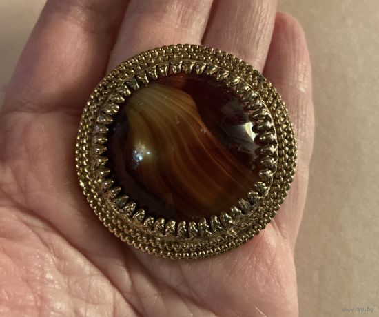 Брошь Леденец Sphinx меланжевое стекло Англия 60-е клеймо