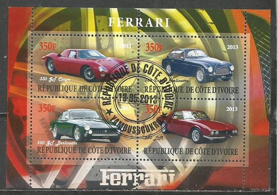 Кот д'Ивуар. Автомобиль Феррари. 2013г. Блок.
