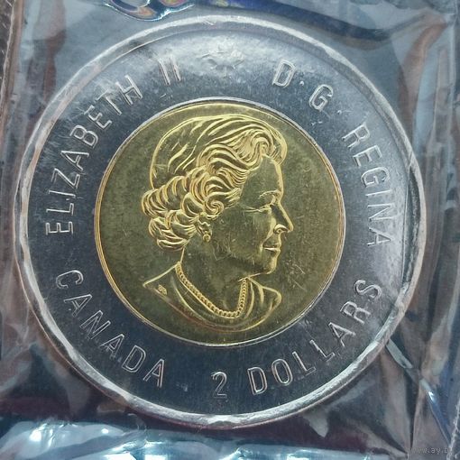 Канада 2 доллара 2017 г. 100 лет Битве при Вими. В банковской запайке