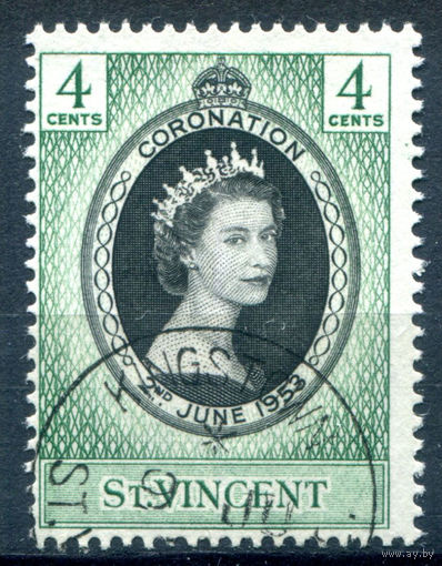 Британские колонии - Сент-Винсент - 1953г. - коронация королевы Елизаветы II - 1 марка - полная серия, гашёная [Mi 167]. #2-Bc-54-A-1
