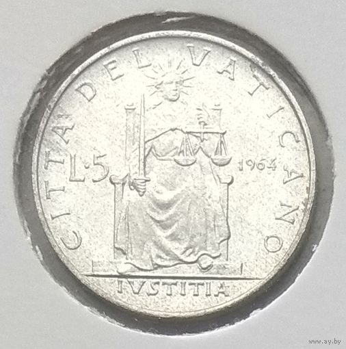 Ватикан 5 лир 1964 г В холдере