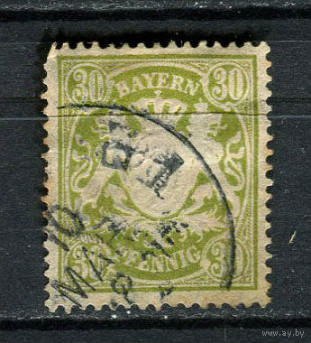 Королевство Бавария в составе Германской империи - 1900 - Герб - 30Pf - [Mi.66] - 1 марка. Гашеная.  (Лот 45HG)-T41P16