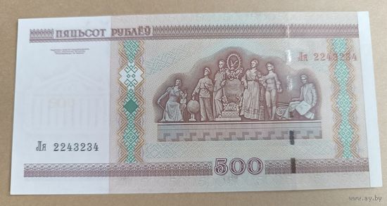 500 рублей 2000 года ( UNC ) Беларусь серия  Ля 2243234 ( UNC )