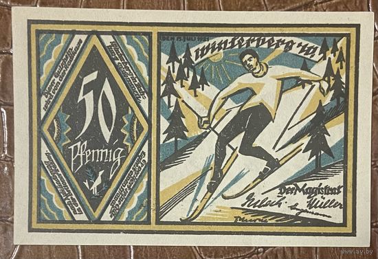Нотгельд 50 пфеннигов 1921 год. Винтерберг. Веймарская республика