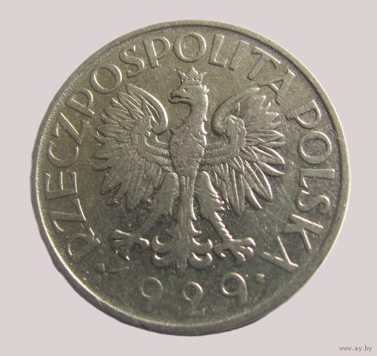 1 злотый 1929 Польша 2я республика.