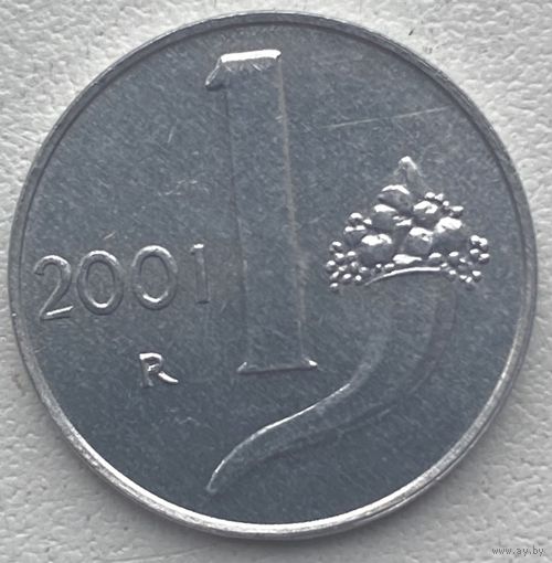 Италия 1 лира 2001 г. Редкая. Из набора