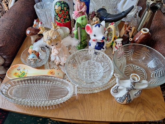 Лот Хрусталь плюс посуда и статуэтки