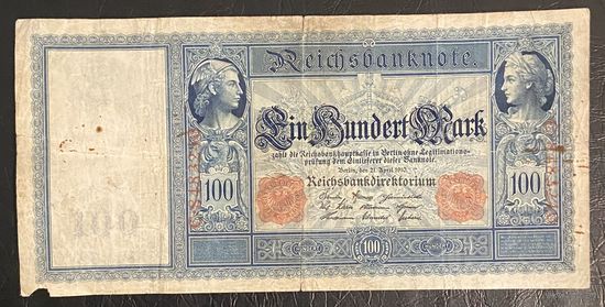 Банкнота 100 марок 1910 год. Германская империя