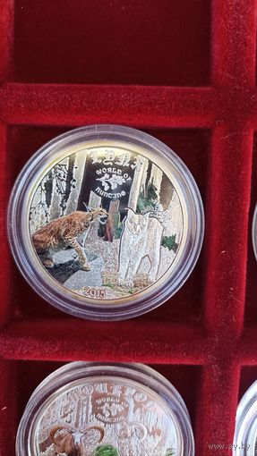 2 доллара 2015 год острова Кука рысь Мир охоты