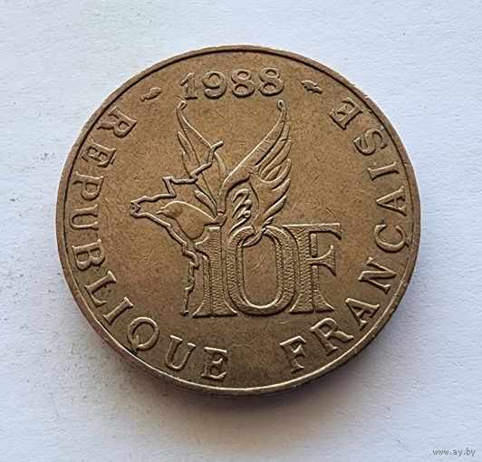 Франция 10 франков, 1988 100 лет со дня рождения Ролана Гарроса