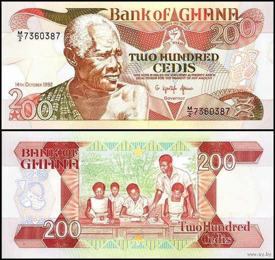 Гана 200 седи образца 1992 года UNC p27b