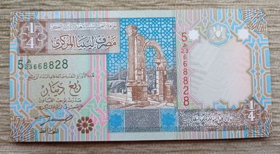 Werty71 Ливия 1/4 динара 2002 UNC Арка Траяна Лептис Магна Крепость Марзук банкнота