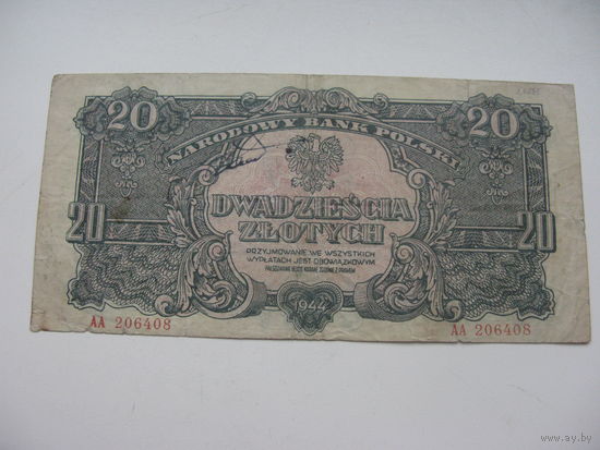 Польша 20 злотых 1944 ( ...wym )
