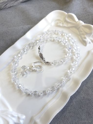 Бусы и серьги Аврора Бореалис Aurora Borealis Чехословакия в серебре варианте