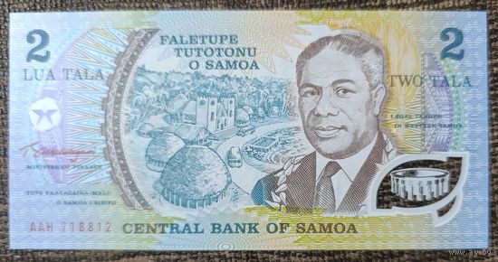2 тала 1990 года - Самоа - полимер - юбилейная - UNC