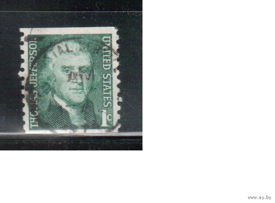 США-1968, (Мих.940 С) , гаш. , Стандарт, Личности, Джефферсон (одиночка),