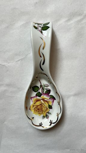 Подставка под ложку 200 мм (фарфоровая с позолотой) ДФЗ