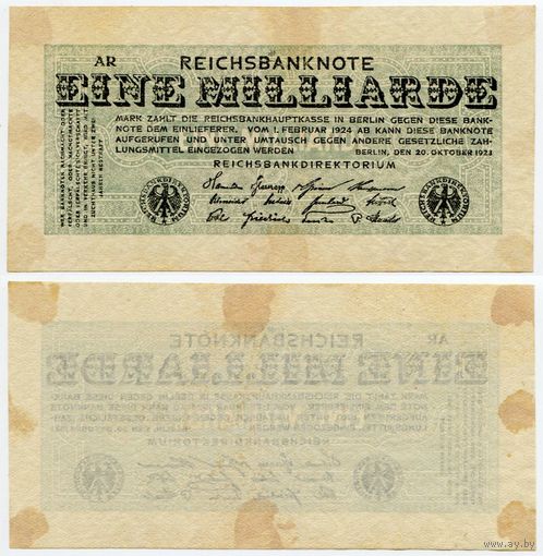 Германия. 1000000000 / 1 000 000 000 марок (образца 1923 года, P122, XF)