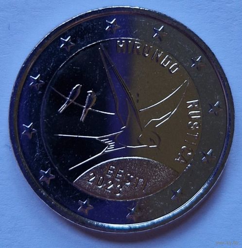 Эстония 2 евро 2023 Ласточка UNC из ролла