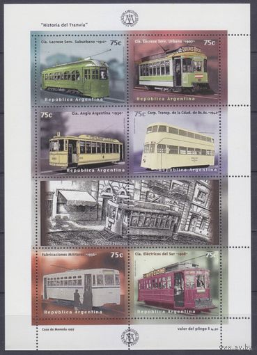 1997 Аргентина 2356-2361KL Транспорт - история трамваев 16,00 евро