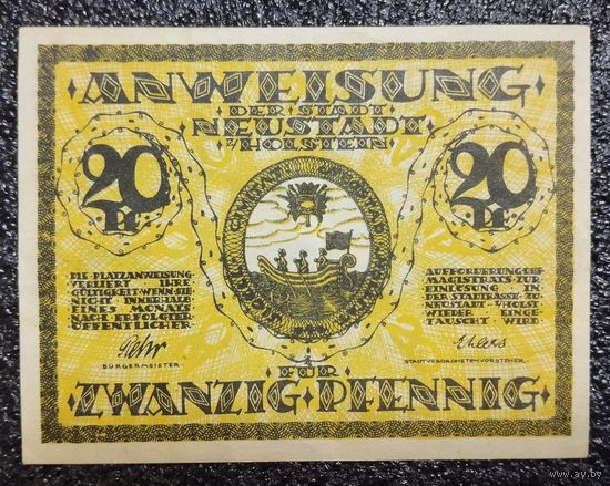 20 пфеннигов Германия вып. 1920 г. Нойштадт-ин-Хольштайн (Neustadt in Holstein) нотгельд (номерной, 28.2)