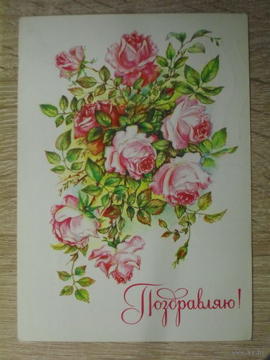 ПОДПИСАННАЯ ОТКРЫТКА СССР. "ПОЗДРАВЛЯЮ". ХУД. Л. БОДРИХИНА 1986 ГОД.