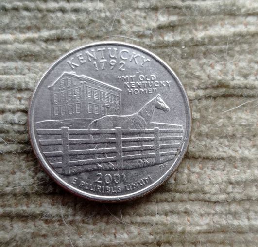 Werty71 США 1 квотер 25 центов 2001 Р Кентукки Конь Лошадь