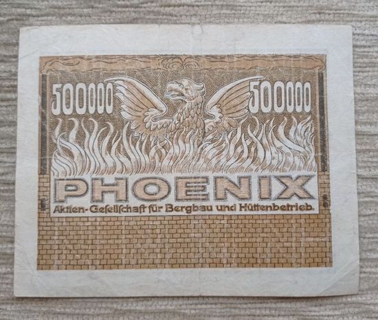 Werty71 Германия 500000 марок 1923 банкнота Гроссгельд Дюссельдорф Феникс