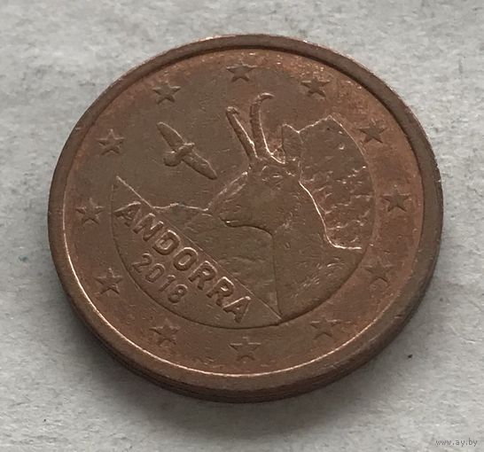 Андорра 2 евроцент 2018 - Бородач (Серна)