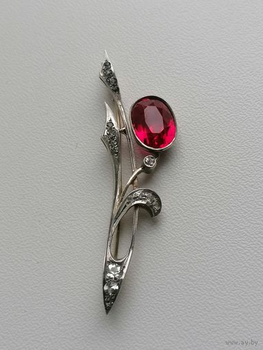 Брошь Русские самоцветы, серебро 875 пр голова